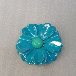 Vintage Turquoise Enamel Flower Pin